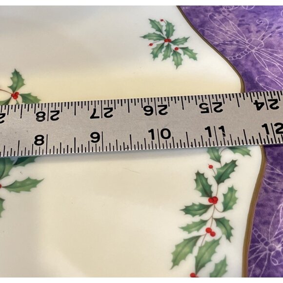 Lenox Holly Berry Cake Pie Tart Plate And Dessert Server Vintage 2 Piece USA - Picture 5 of 5